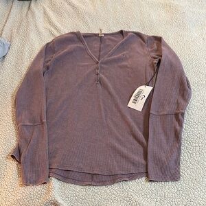 Zyia Purple Long Sleeve Ribbed Top Size XXL
